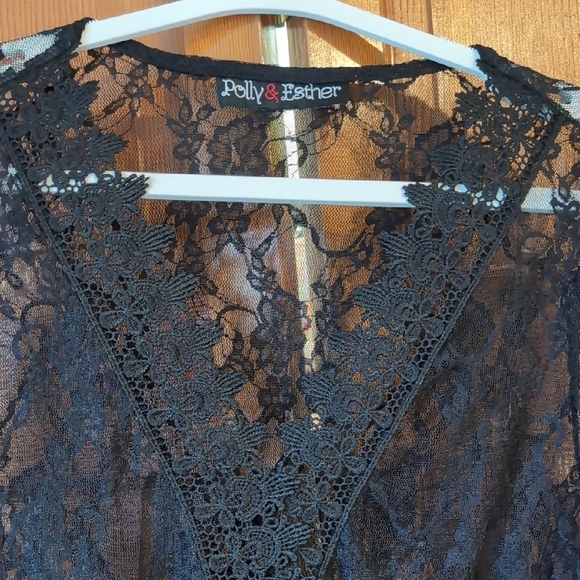 Black Lace Women's Criss-cross Top - Picture 3 of 6